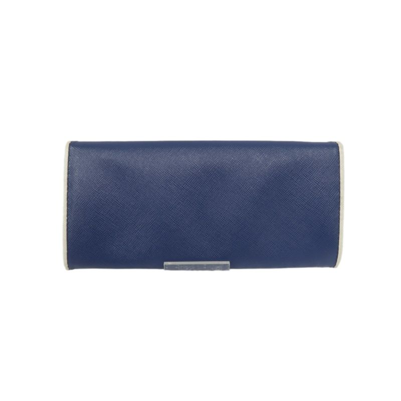 PRADA Women's Wallet, Hawaiian Line, Saffiano PVC, Blue, Includes Guarantee Card, Box & Tissue Paper