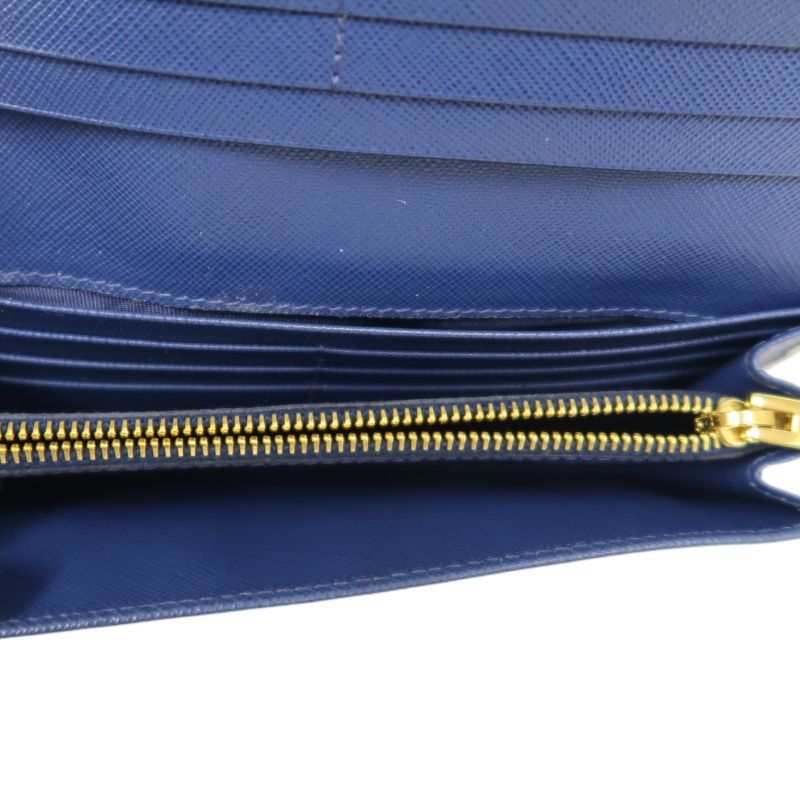 PRADA Women's Wallet, Hawaiian Line, Saffiano PVC, Blue, Includes Guarantee Card, Box & Tissue Paper