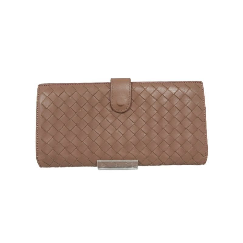 BOTTEGA VENETA Brown Long Wallet, Calf Leather, Intrecciato Weave