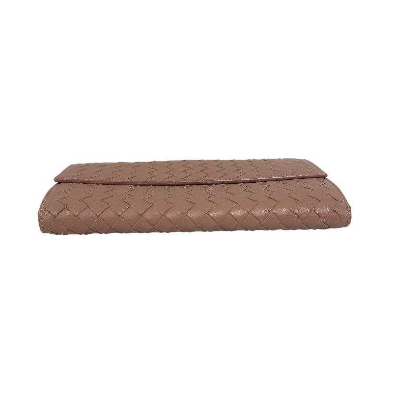BOTTEGA VENETA Brown Long Wallet, Calf Leather, Intrecciato Weave
