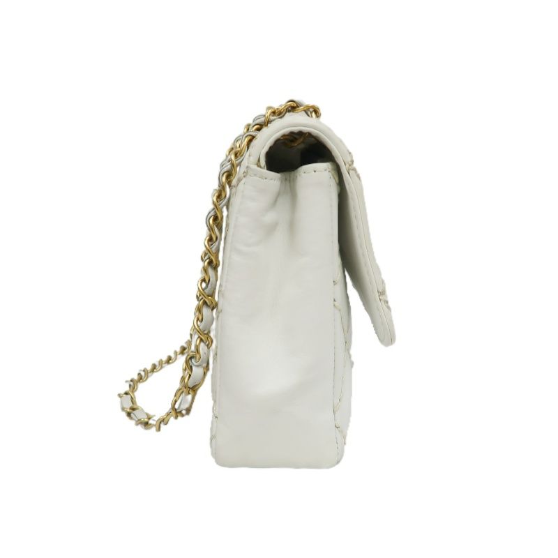 CHANEL Wild Stitch Matelassé Flap Crossbody Bag, Calfskin, White, Gold Hardware