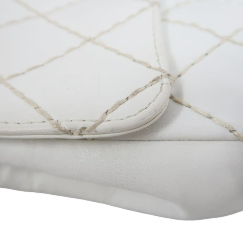 CHANEL Wild Stitch Matelassé Flap Crossbody Bag, Calfskin, White, Gold Hardware
