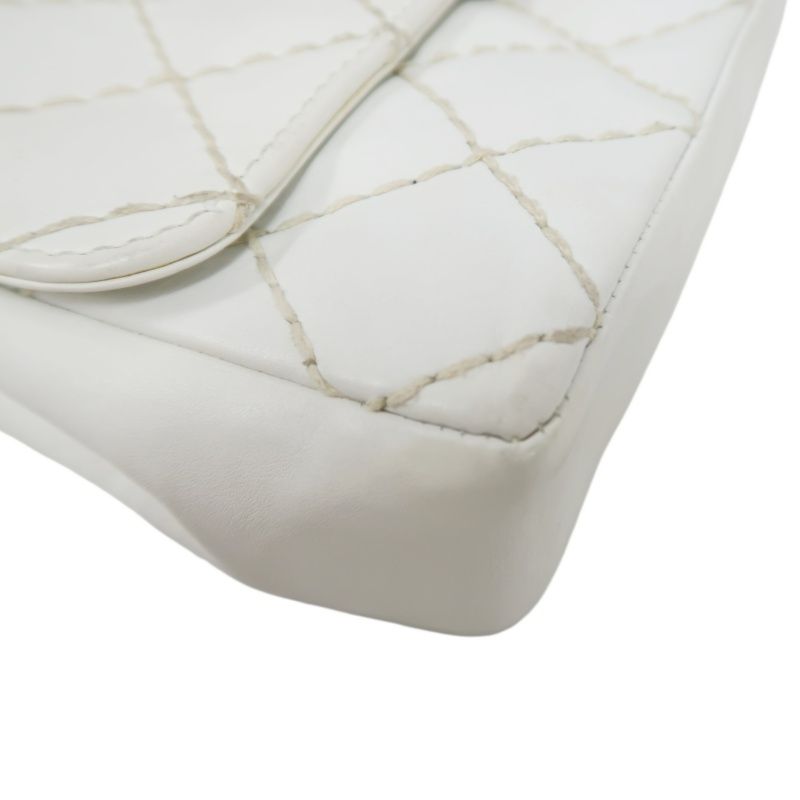 CHANEL Wild Stitch Matelassé Flap Crossbody Bag, Calfskin, White, Gold Hardware