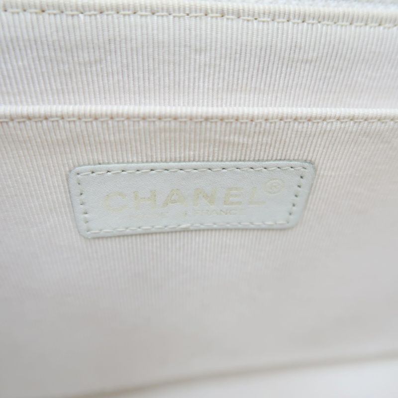 CHANEL Wild Stitch Matelassé Flap Crossbody Bag, Calfskin, White, Gold Hardware