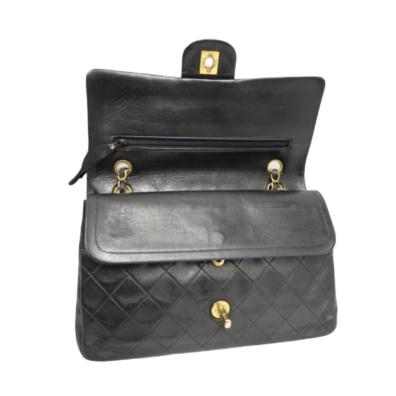 CHANEL Classic Flap Matelassé Shoulder Bag, Lambskin, Black, Gold Hardware