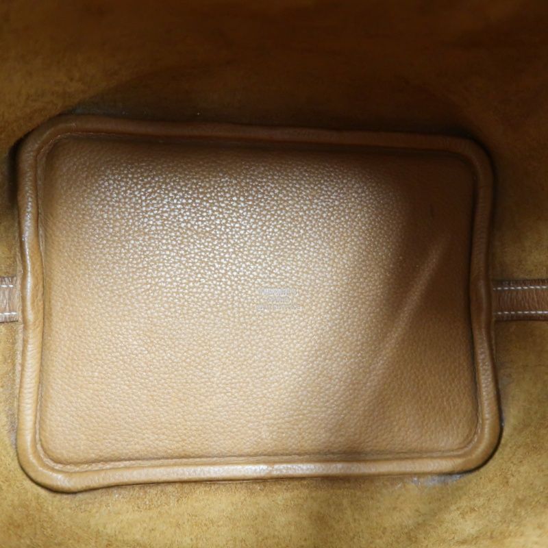 HERMES Picotin Handbag, Taurillon Clemence Calfskin, Brown, with Cadena & 2 Keys, Full Set with Box