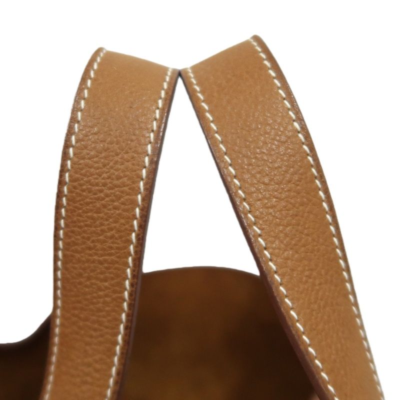 HERMES Picotin Handbag, Taurillon Clemence Calfskin, Brown, with Cadena & 2 Keys, Full Set with Box