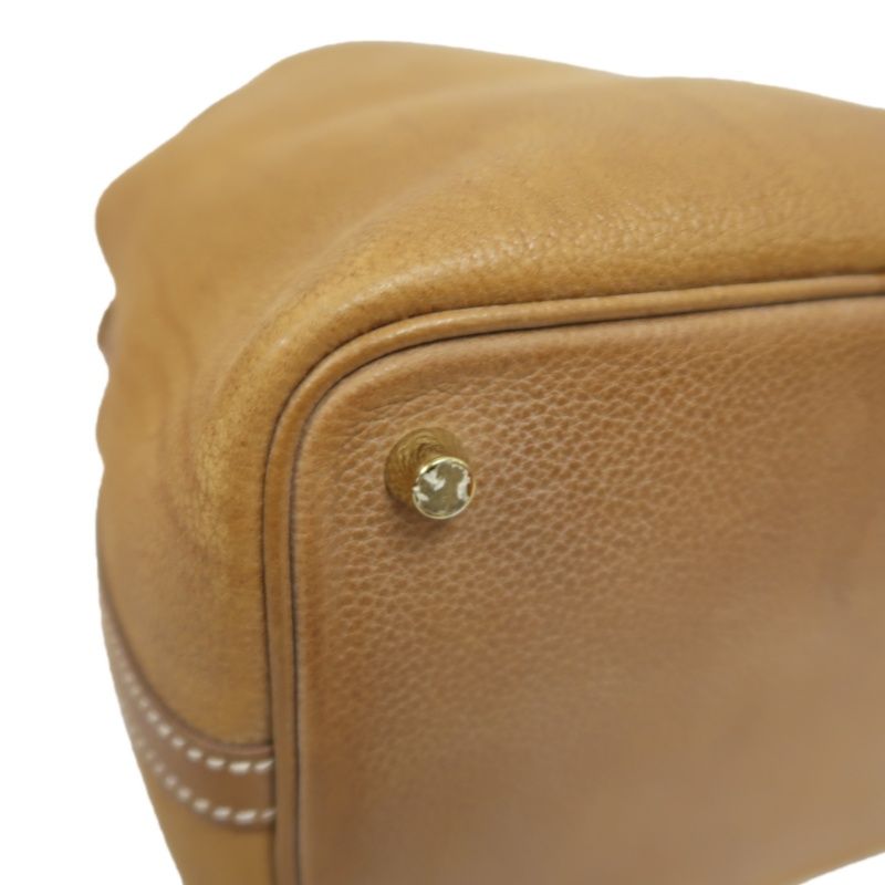 HERMES Picotin Handbag, Taurillon Clemence Calfskin, Brown, with Cadena & 2 Keys, Full Set with Box