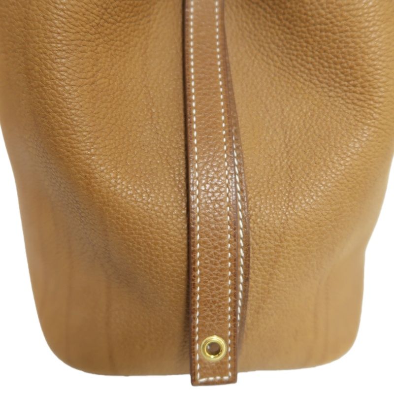 HERMES Picotin Handbag, Taurillon Clemence Calfskin, Brown, with Cadena & 2 Keys, Full Set with Box