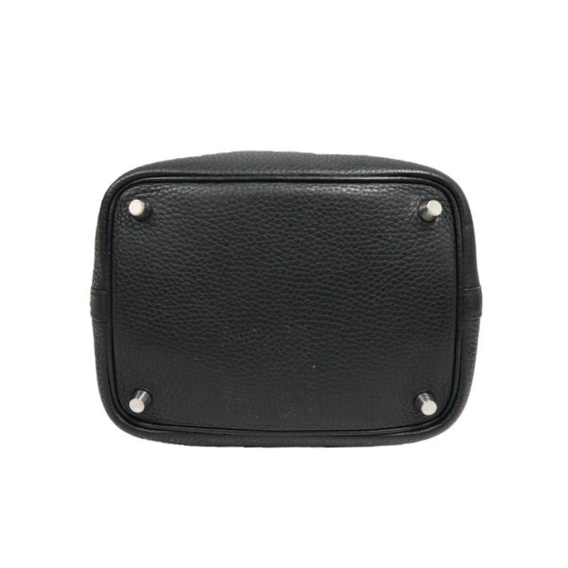 HERMES Picotin Handbag, Taurillon Clemence Leather, Black with Silver-Tone Hardware, Clochette & Dust Bag Included