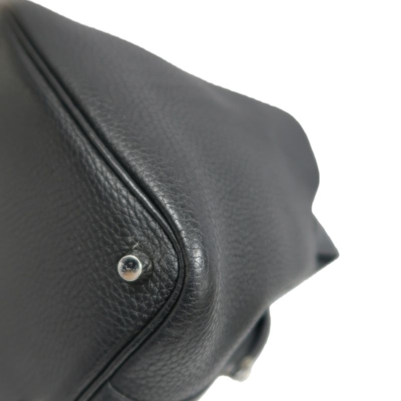 HERMES Picotin Handbag, Taurillon Clemence Leather, Black with Silver-Tone Hardware, Clochette & Dust Bag Included