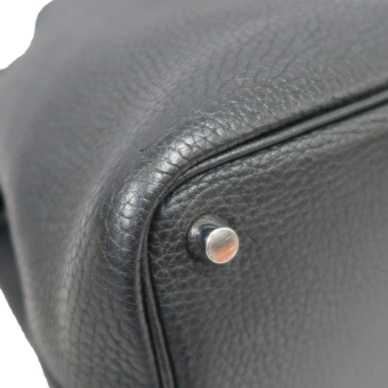 HERMES Picotin Handbag, Taurillon Clemence Leather, Black with Silver-Tone Hardware, Clochette & Dust Bag Included