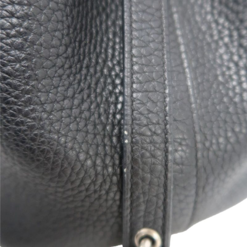 HERMES Picotin Handbag, Taurillon Clemence Leather, Black with Silver-Tone Hardware, Clochette & Dust Bag Included