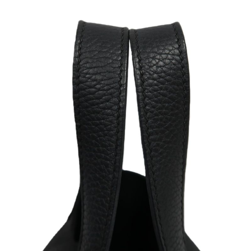 HERMES Picotin Handbag, Taurillon Clemence Leather, Black with Silver-Tone Hardware, Clochette & Dust Bag Included