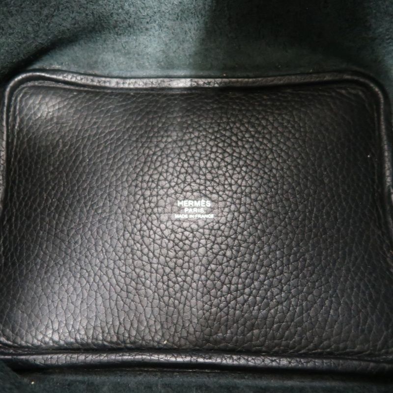 HERMES Picotin Handbag, Taurillon Clemence Leather, Black with Silver-Tone Hardware, Clochette & Dust Bag Included