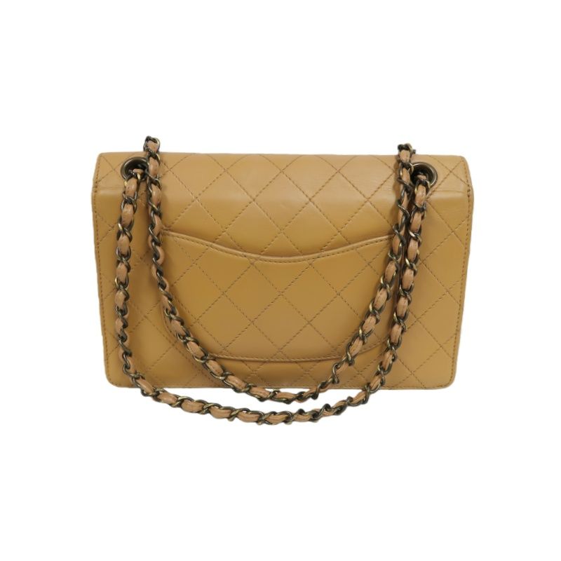 CHANEL Classic Flap Matelassé Shoulder Bag, Lambskin, Beige, With Guarantee Card
