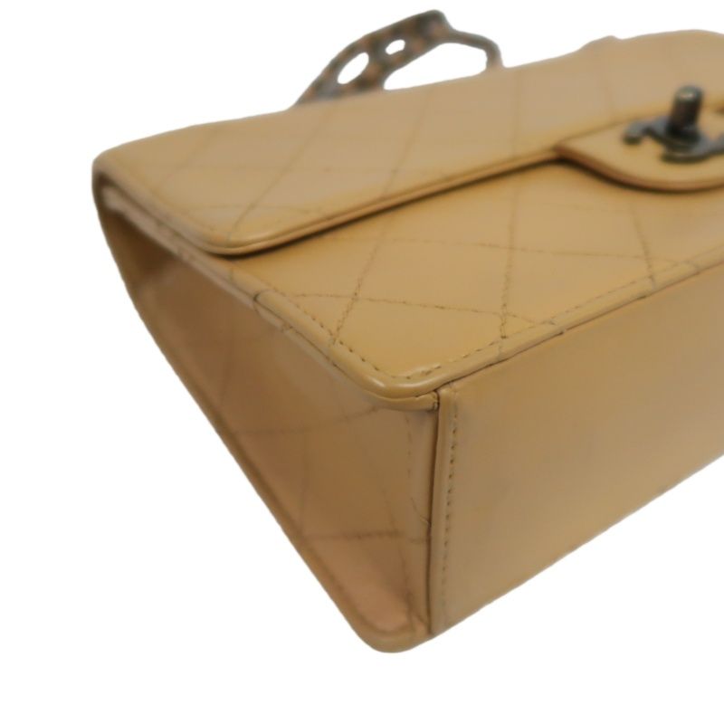 CHANEL Classic Flap Matelassé Shoulder Bag, Lambskin, Beige, With Guarantee Card