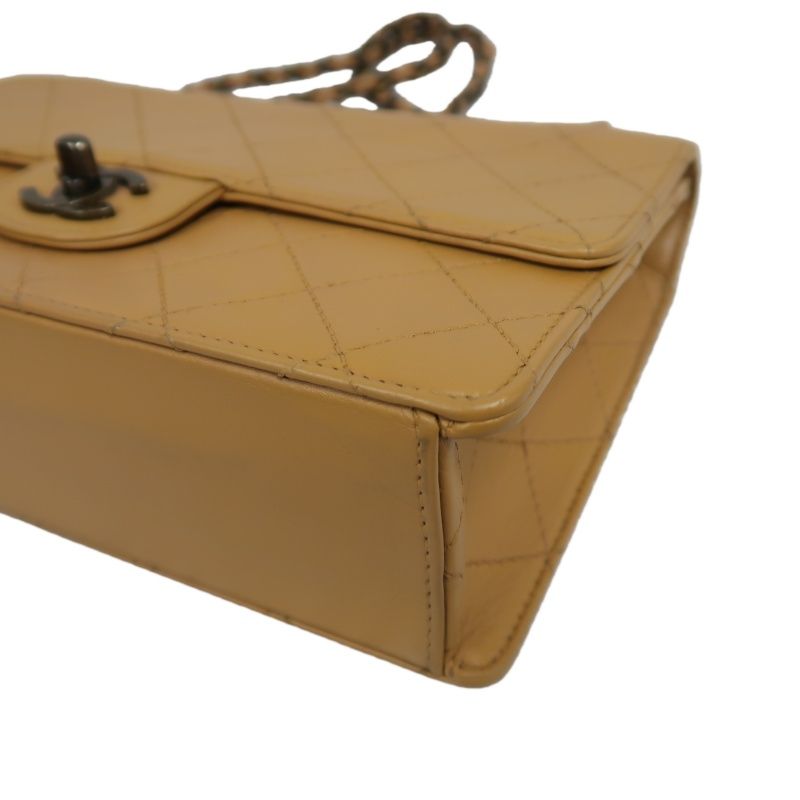 CHANEL Classic Flap Matelassé Shoulder Bag, Lambskin, Beige, With Guarantee Card