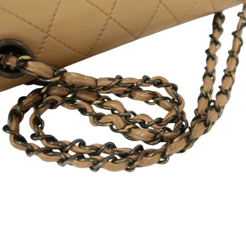 CHANEL Classic Flap Matelassé Shoulder Bag, Lambskin, Beige, With Guarantee Card