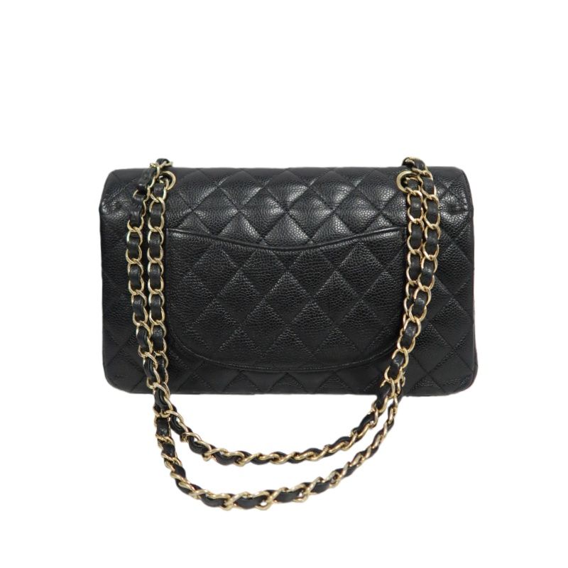 CHANEL Classic Flap Matelassé Shoulder Bag, Caviar Skin, Black, Gold Hardware