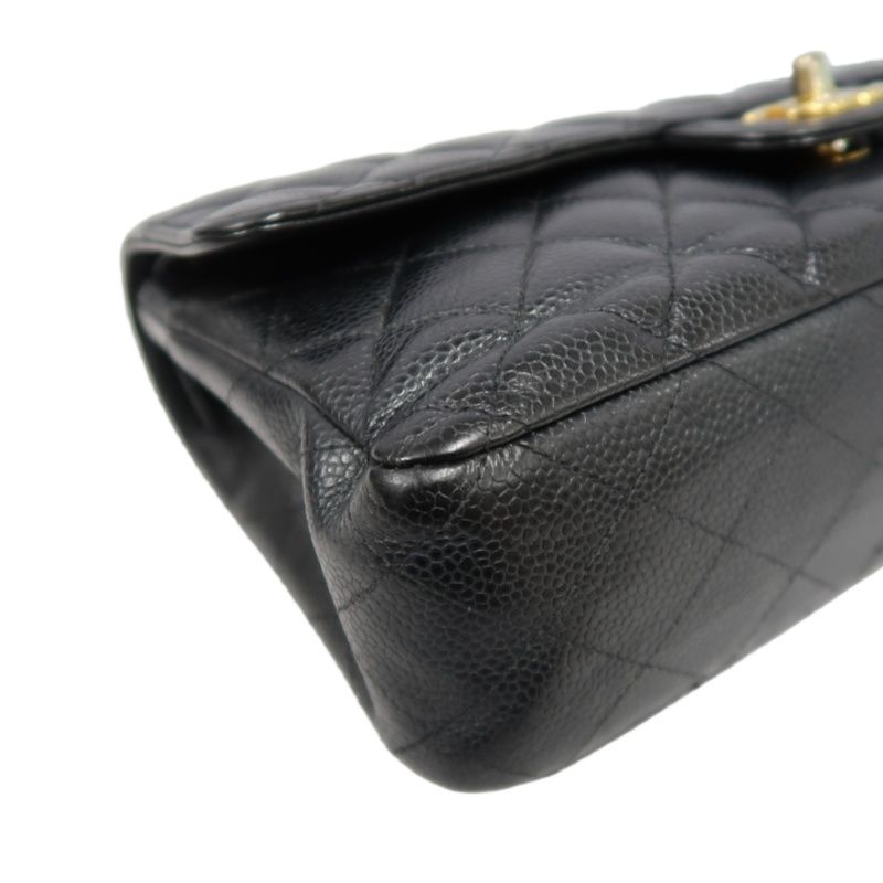 CHANEL Classic Flap Matelassé Shoulder Bag, Caviar Skin, Black, Gold Hardware
