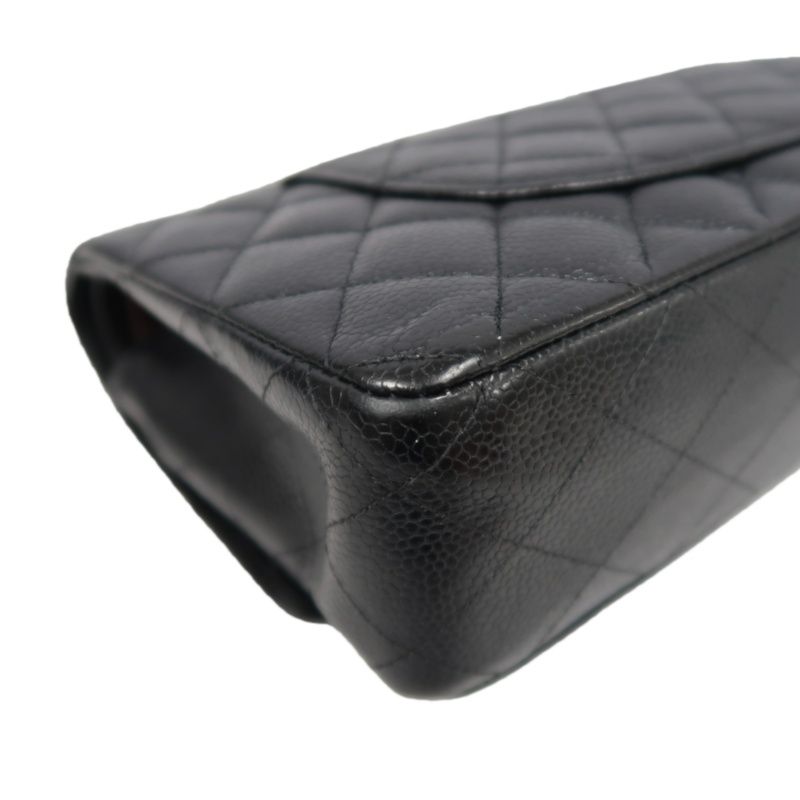 CHANEL Classic Flap Matelassé Shoulder Bag, Caviar Skin, Black, Gold Hardware