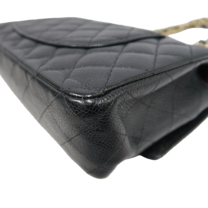 CHANEL Classic Flap Matelassé Shoulder Bag, Caviar Skin, Black, Gold Hardware