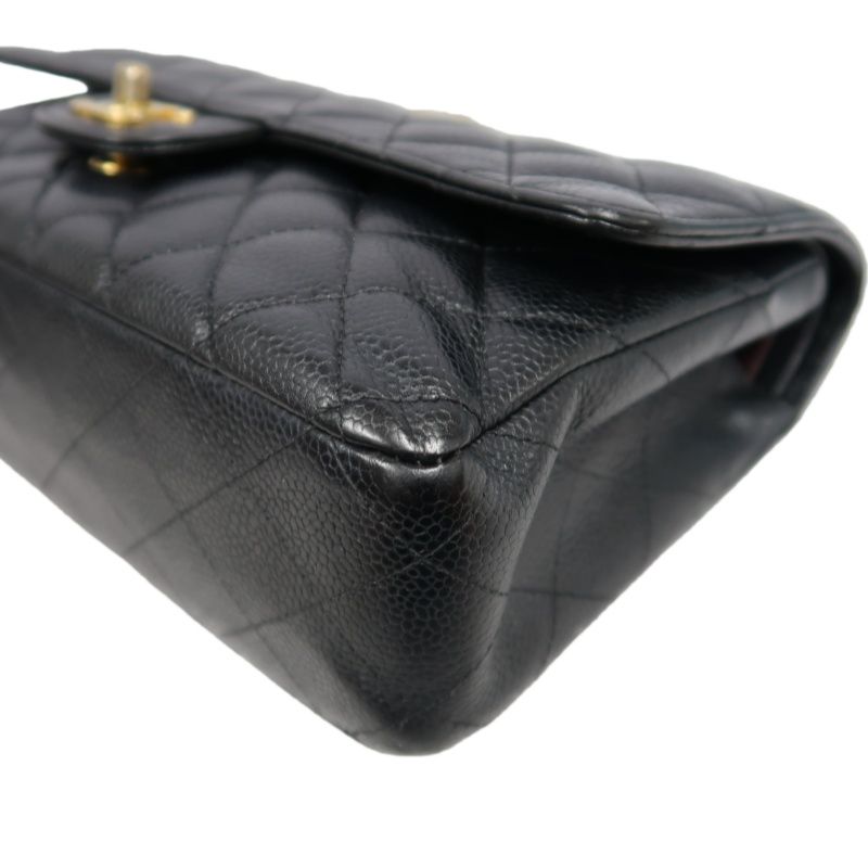 CHANEL Classic Flap Matelassé Shoulder Bag, Caviar Skin, Black, Gold Hardware