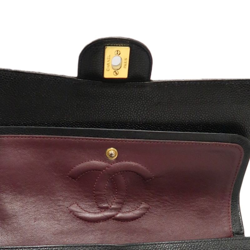 CHANEL Classic Flap Matelassé Shoulder Bag, Caviar Skin, Black, Gold Hardware