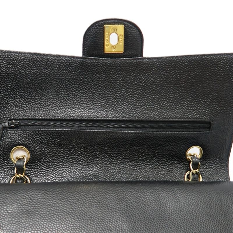 CHANEL Classic Flap Matelassé Shoulder Bag, Caviar Skin, Black, Gold Hardware