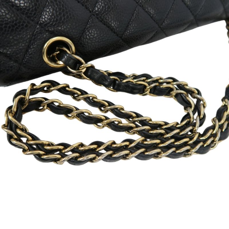 CHANEL Classic Flap Matelassé Shoulder Bag, Caviar Skin, Black, Gold Hardware