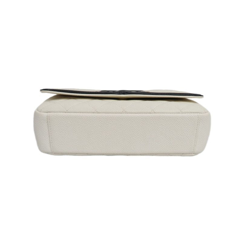 CHANEL Matelassé Filigree Shoulder Bag, Caviar Skin, White/Black, Gold Hardware, With Guarantee Card