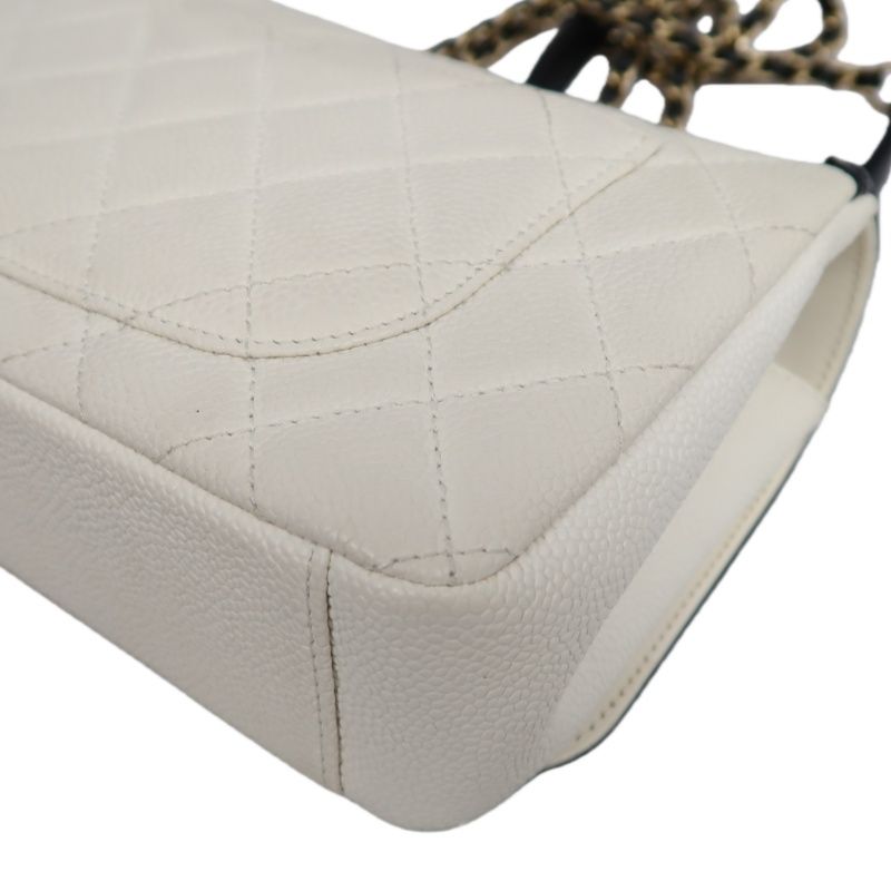 CHANEL Matelassé Filigree Shoulder Bag, Caviar Skin, White/Black, Gold Hardware, With Guarantee Card
