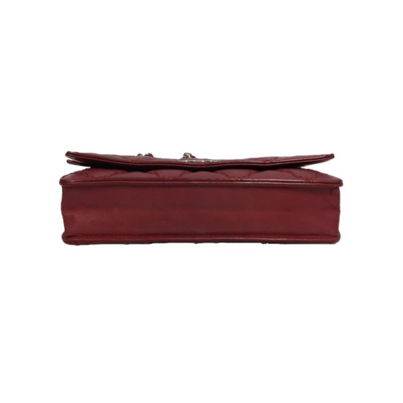 CHANEL Matelassé Chain Wallet Shoulder Bag, Lambskin, Red, Silver Hardware