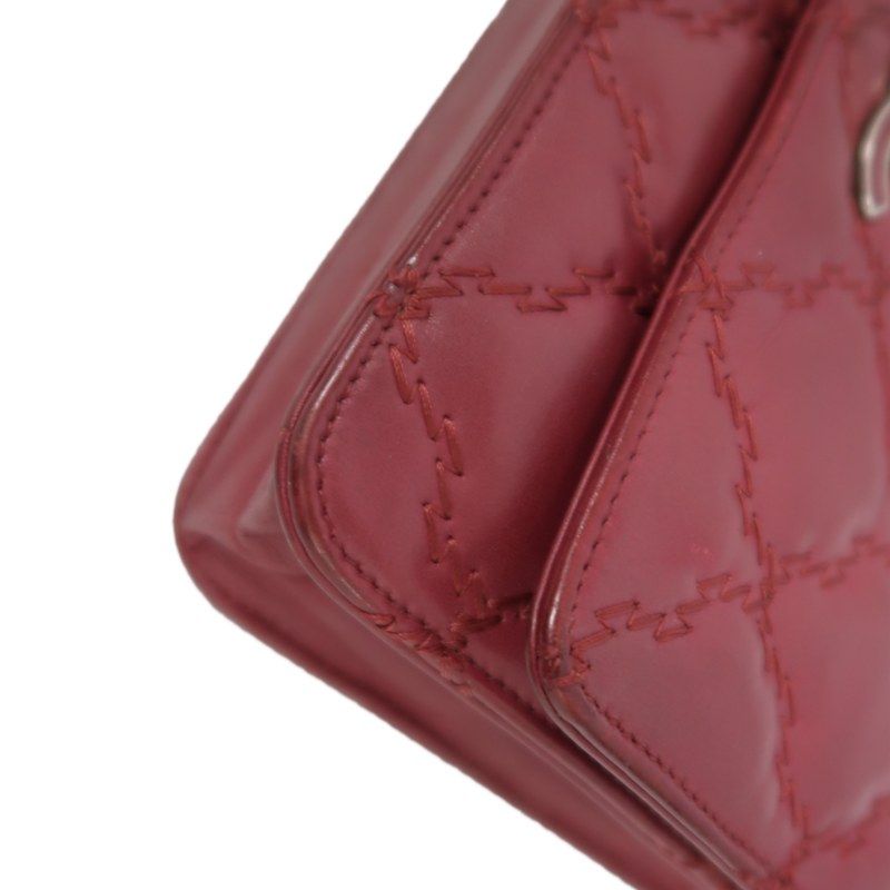 CHANEL Matelassé Chain Wallet Shoulder Bag, Lambskin, Red, Silver Hardware