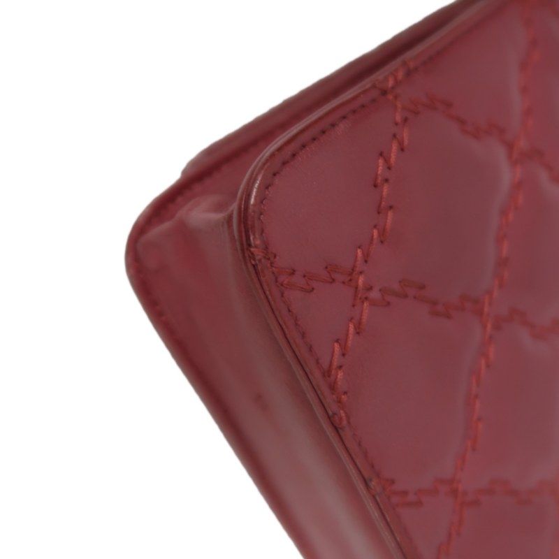 CHANEL Matelassé Chain Wallet Shoulder Bag, Lambskin, Red, Silver Hardware