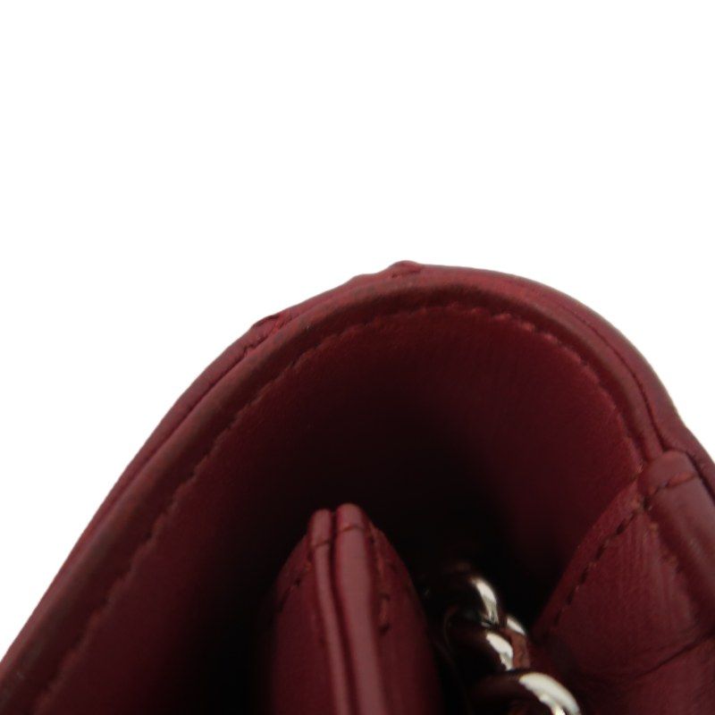 CHANEL Matelassé Chain Wallet Shoulder Bag, Lambskin, Red, Silver Hardware