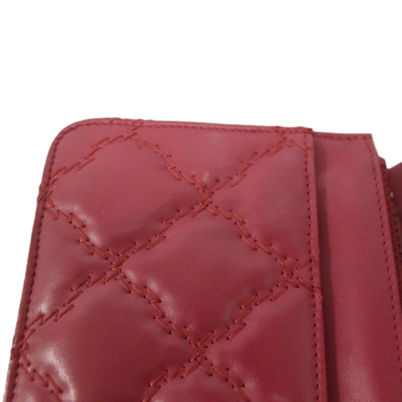 CHANEL Matelassé Chain Wallet Shoulder Bag, Lambskin, Red, Silver Hardware