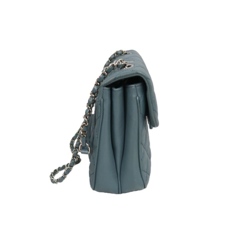 CHANEL Mini Matelassé Crossbody Bag, Caviar Skin, Grey, Silver Hardware