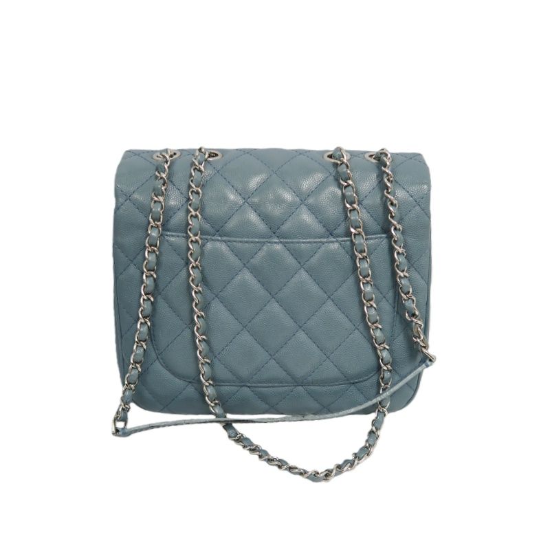CHANEL Mini Matelassé Crossbody Bag, Caviar Skin, Grey, Silver Hardware