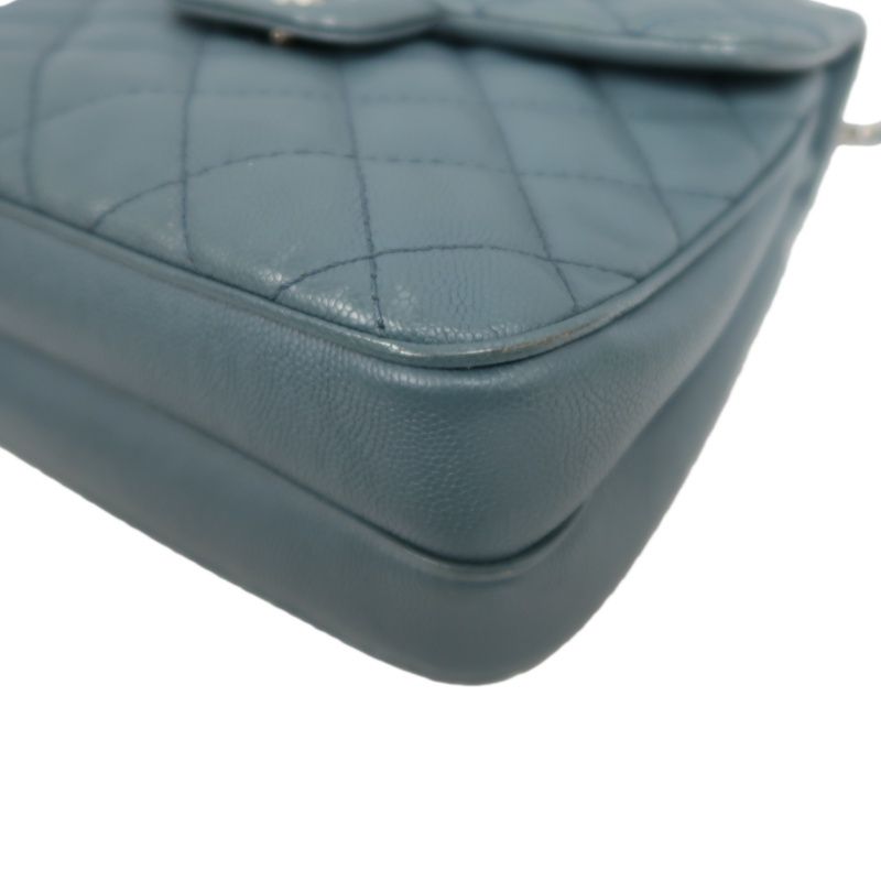 CHANEL Mini Matelassé Crossbody Bag, Caviar Skin, Grey, Silver Hardware