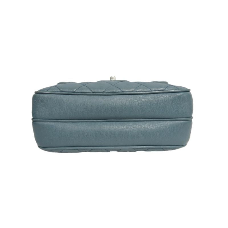 CHANEL Mini Matelassé Crossbody Bag, Caviar Skin, Grey, Silver Hardware