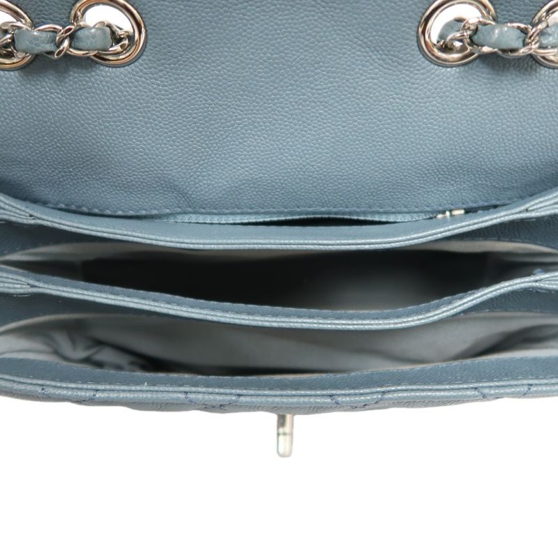 CHANEL Mini Matelassé Crossbody Bag, Caviar Skin, Grey, Silver Hardware