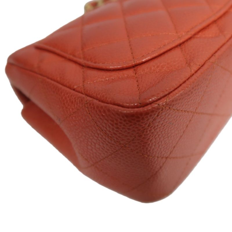 CHANEL Classic Flap Mini Matelassé Crossbody Bag, Caviar Skin, Red, Gold Hardware