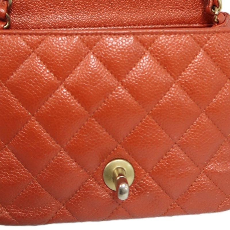 CHANEL Classic Flap Mini Matelassé Crossbody Bag, Caviar Skin, Red, Gold Hardware