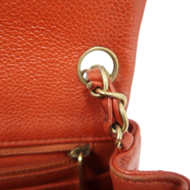 CHANEL Classic Flap Mini Matelassé Crossbody Bag, Caviar Skin, Red, Gold Hardware