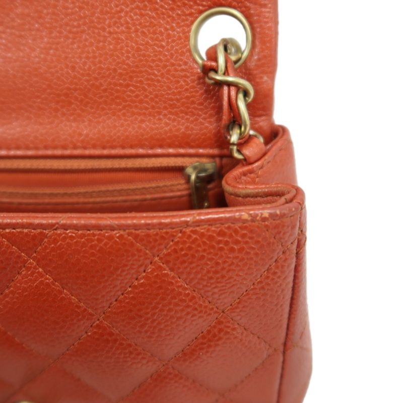 CHANEL Classic Flap Mini Matelassé Crossbody Bag, Caviar Skin, Red, Gold Hardware