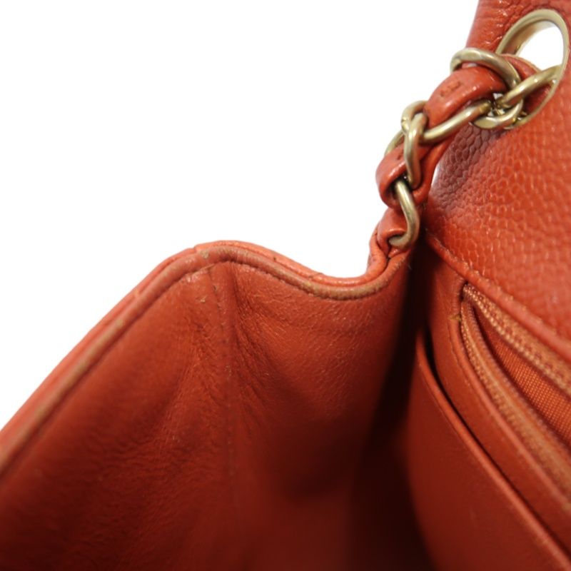 CHANEL Classic Flap Mini Matelassé Crossbody Bag, Caviar Skin, Red, Gold Hardware