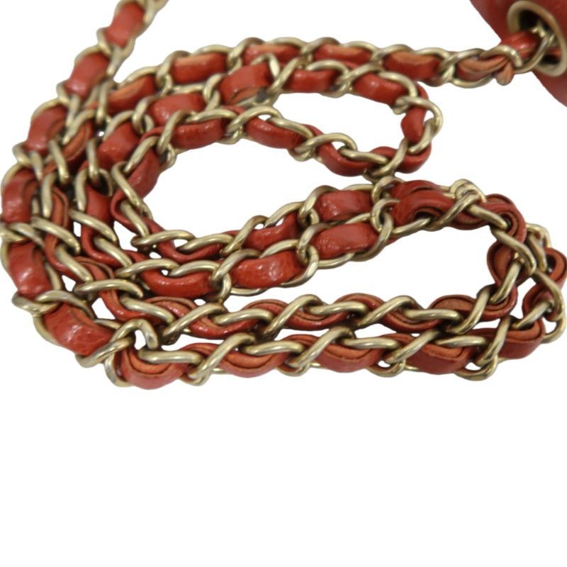 CHANEL Classic Flap Mini Matelassé Crossbody Bag, Caviar Skin, Red, Gold Hardware