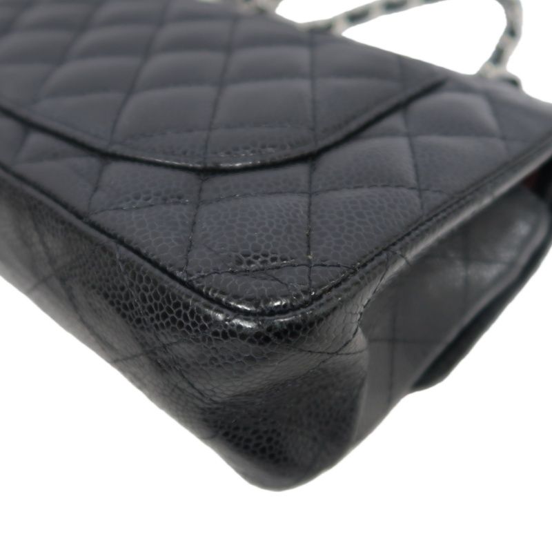 CHANEL Classic Flap Matelassé Shoulder Bag, Black Caviar Skin with Silver Hardware